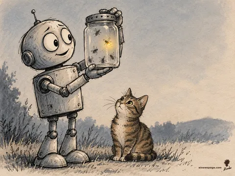 Merv proudly holds up a jar of fireflies whose lights are going out one by one, a single glow remaining; Issue watches it, unblinking.